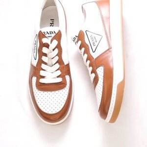 Prada Men's White and Tan Sneakers